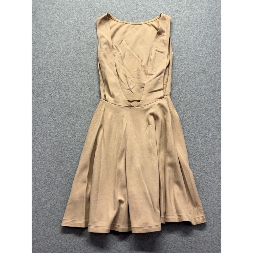 American Apparel Tan Beige Open Back Skater Dress Sleeveless Mini Small USA